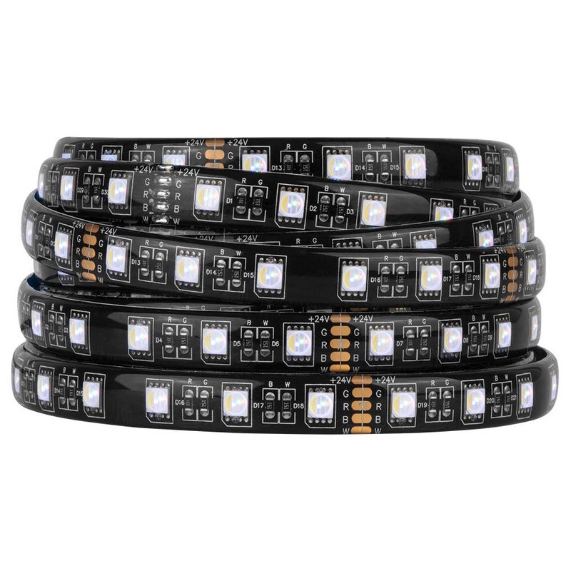 BTF-LIGHTING 5050 RGBW RGB+Cool White(6000K-7000K) 4 Colors in 1 LED Tape Light DC24V 5m 16.4ft 60LED/m Multi-Colored IP65 Black 12mm PCB for Bedroom Kitchen Home Decoration(No Adapter or Controller) - Image 1
